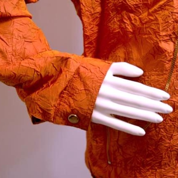 Escada Orange Cringed Silk Bomber Jacket – Size 10 (M) | Made in Germany 🇩🇪 - Picture 6 of 9